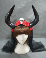 Restyle Gothic Occult Goth Antler Roses Skull Headband Hair Witch Burlesque New Cosplay Party Accessories Fancy Dress