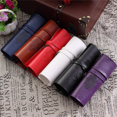 Artist Makeup Bag PU Leather Pouch Vintage Pencil Case Pen Roll Pen Holder