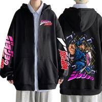 Japanese Anime Jojo Bizarre Adventure Zipper Hoodies Jotaro Star Platinum Hooded Zip Up Sweatshirts Oversize Men Jackets Coats Size XS-4XL