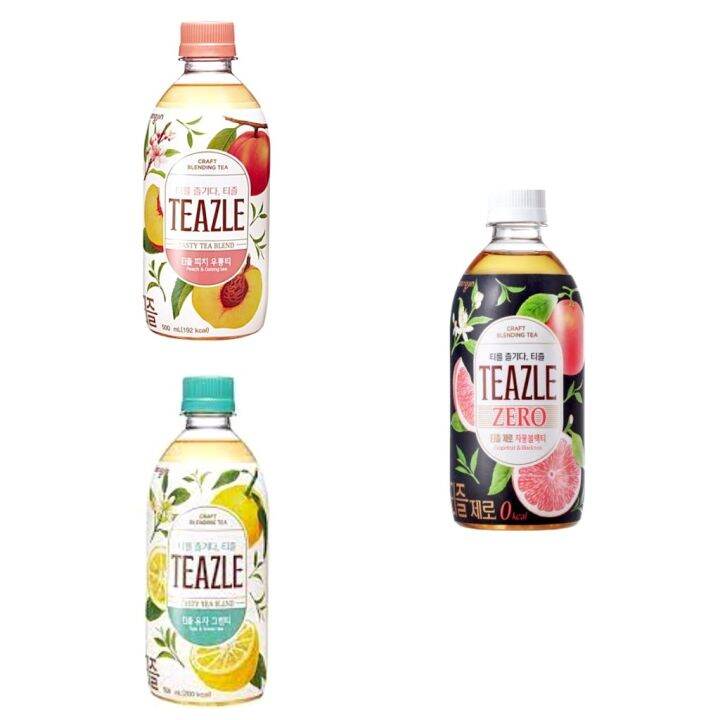 WOONGJIN TEAZLE 500ML PEACH OOLONG TEA / CITRON GREEN TEA / BLACK