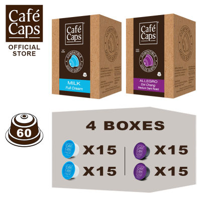 Cafecaps - Coffee Nescafe Dolce Gusto MIX Compatible capsules of Milk (2 Box X15 แคปซูล) &amp; Doi Chang (2 กล่อง X15 แคปซูล) รวม 60 แคปซูล - Dolce Gusto Coffee capsule compatible แคปซูลกาแฟที่ กาแฟสไตล์อิตาเ