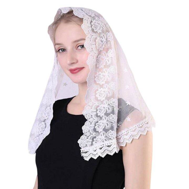 Veil Veilslace Head Catholic Church Scarf Covering Mantilla Black ...