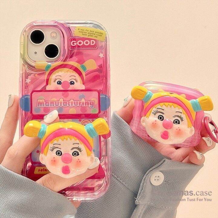 เคสโทรศัพท์มือถือ-แบบนิ่ม-ลายการ์ตูนผู้หญิงตลก-พร้อมขาตั้ง-สําหรับ-iphone-14-13-12-x-xr-xs-7-8-se2020