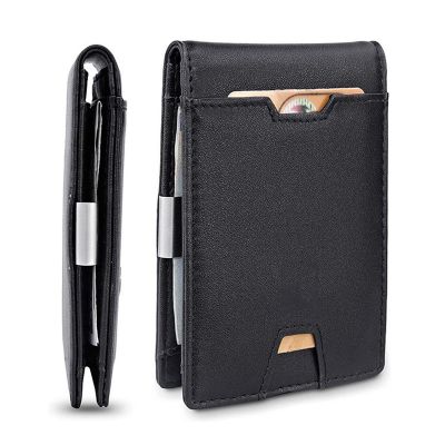 （Layor wallet）  Mens Money Clip With Zippered Coin Pocket RFID Blocking Slim Credit Card Holder Mini Bifold Wallet For Men