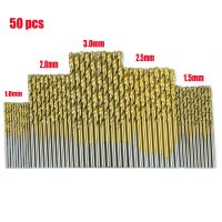 50 pcs Titanium Coated 1/1.5/2/2.5/3mm Drill Bits HSS High Speed Steel Drill Bits Set Tool High Quality Power Tools Drills Drivers