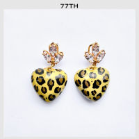 77th Leopard Earrings ต่างหูคริสตัลห้อยหัวใจลายเสือดาว