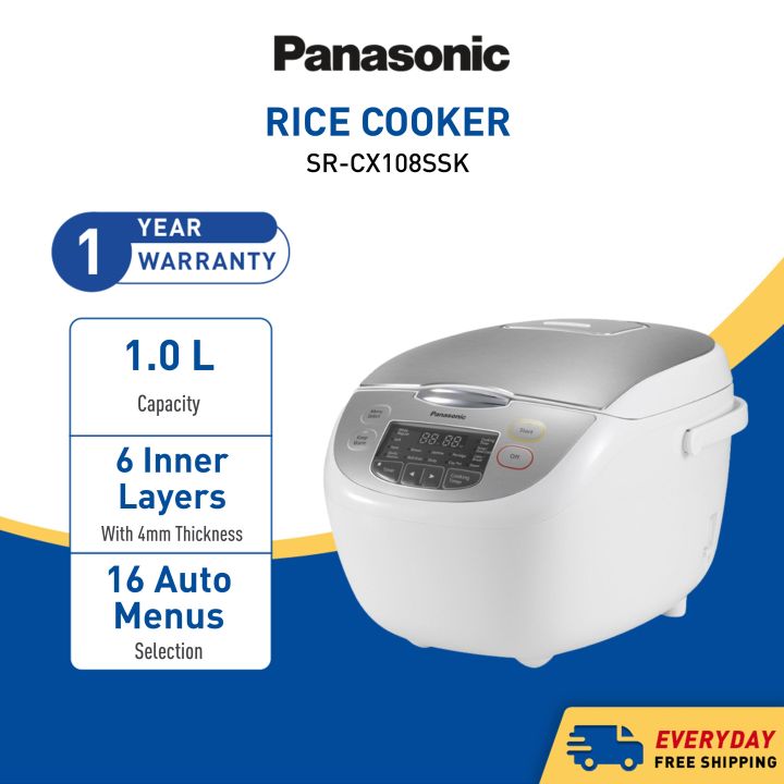 PANASONIC SR-CX108 Jar Rice Cooker 1.0L SR-CX108SSK Auto Menus 6 Layer ...