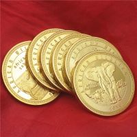 【CW】 African Zambia Wildlife Collectible Gold Coins Elephant Souvenir Coin Set Crafts Collection Gifts