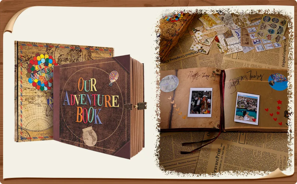  Scrapbook Photo Album, Our Adventure Book, 40 Pages DIY Hand  Made Album Scrapbook Movie Up Travel Scrapbook for Anniversary, Wedding,  Travelling,etc(My)