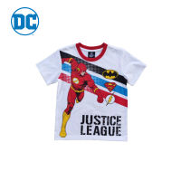 Magic Two Justice League T-Shirt with The Flash pattern White colour เสื้อคอกลมพิมพ์ลายจัสติสลีกสำหรับเด็ก ลายเดอะแฟลช สีขาว