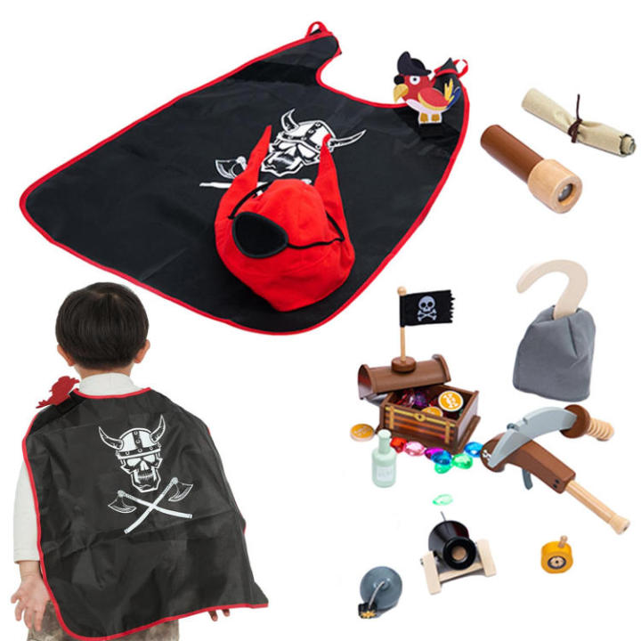 pretend-pirate-set-innovational-boys-pirate-costume-wooden-13pcs-boys-pirate-toys-childrens-simulation-role-cultivate-childrens-spirit-adventure-exploration-cute