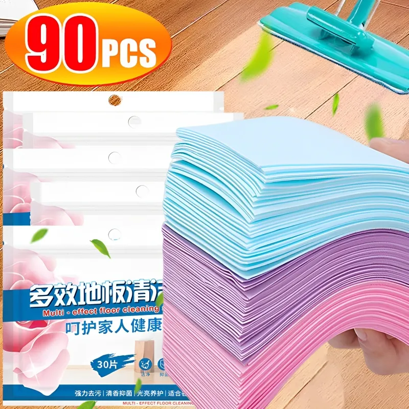 30/60/90pcs Floor Cleaner Cleaning Sheet Mopping The Floor Wiping Wooden  Floor Tiles Toilet Cleaning Household Hygiene