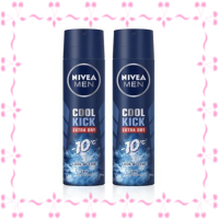 Nivea นีเวีย เมน คูลคิก สเปรย์ ระงับกลิ่นกาย 150ml x2 สำหรับผู้ชาย cool kick extra cool active