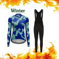 Women Winter Thermal Fleece Clothes Cycling Jersey Set Triathlon Road Bike Uniform Bicycle MTB Clothing Skinsuit kit Dress Suit