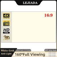 LEJIADA หน้าจอโปรเจคเตอร์160กันแสงตารางสีขาว60-130นิ้วมุมมอง ° สะท้อนแสงจอโปรเจคเตอร์ในร่มและกลางแจ้งภาพยนตร์