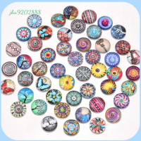 JHA9202888 50Pcs 50รูปแบบ Cabochons แก้วพิมพ์ลาย กระจกสำหรับผู้หญิง 12mm ครับ พลอยโดมแบน กระเบื้องโมเสค ครึ่งรอบ กระเบื้องคาไลโดสโคป cabochons ทำเครื่องประดับ DIY