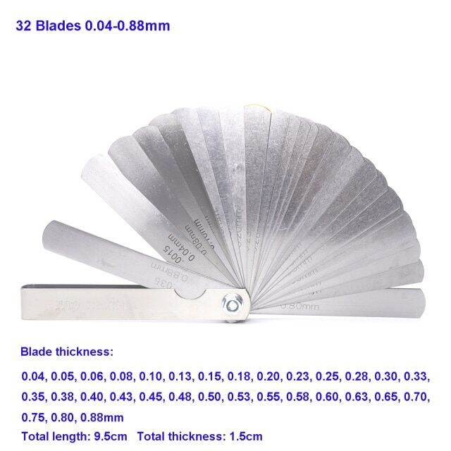 Stainless Steel Feeler Gauge 17 Blade/32 Blade Thickness Gap Metric Filler Feeler Gauge Measure