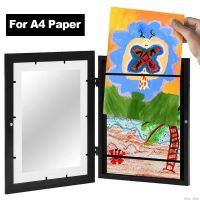 ☊ Original Wooden Art Picture Frame for A4 Magnetic Front Opening Changeable Photo Frames Display Kids Children Artwork Drawing