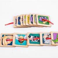 ของเล่นบอร์ดพัฒนาเกม Wood Toy อัจฉริยะสำหรับเด็กวัยหัดเดินการศึกษาแบบมอนเตสซอรี่ตัวต่อจับคู่สีรูปสัตว์