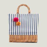 [COD] and summer new striped large-capacity beach bag commuting handmade bucket cross-border niche womens