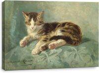 ผ้าใบศิลปะพิมพ์บนผนังชุดแมวแมวงีบโดย Henriette Ronner-Knip 24X16นิ้ว