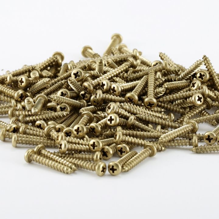 5-10-20pcs-m3-m3-5-m4-m5-brass-cross-recessed-phillips-pan-head-tapping-screws-wood-screws-furniture-self-tapping-screw