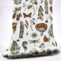 [hot]Tropical Jungle Plant Floral Wallpaper Self Adhesive Mushroom Butterfly Leaves Stickers Contact Paper Peel and Stick Wallpaper