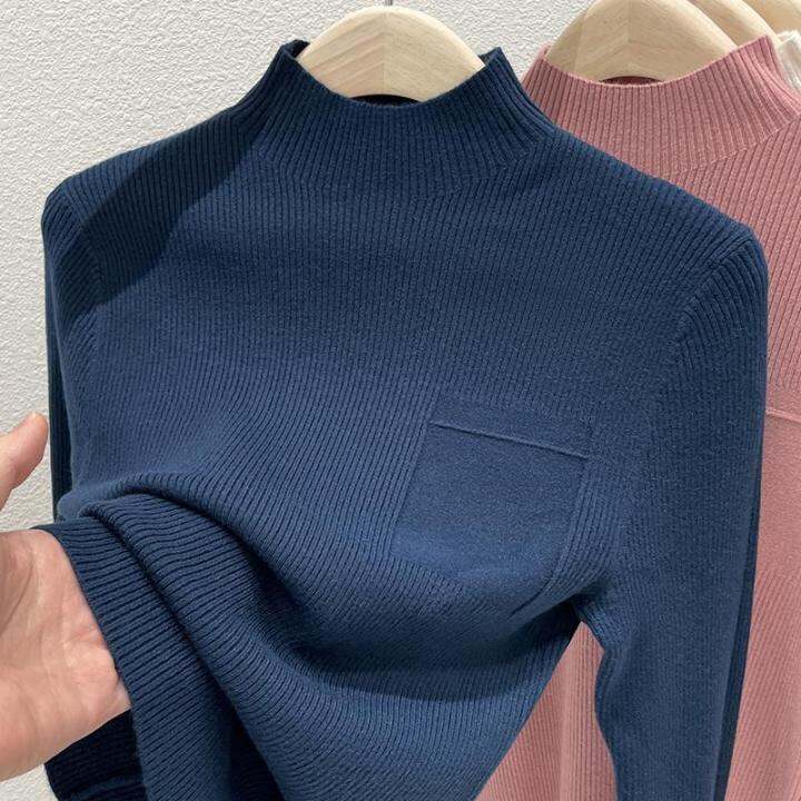 half-turtleneck-solid-color-womens-knitwear-2023-new-autumn-and-winter-sweaters-womens-slim-fit-all-match-knitted-base-shirt-2023