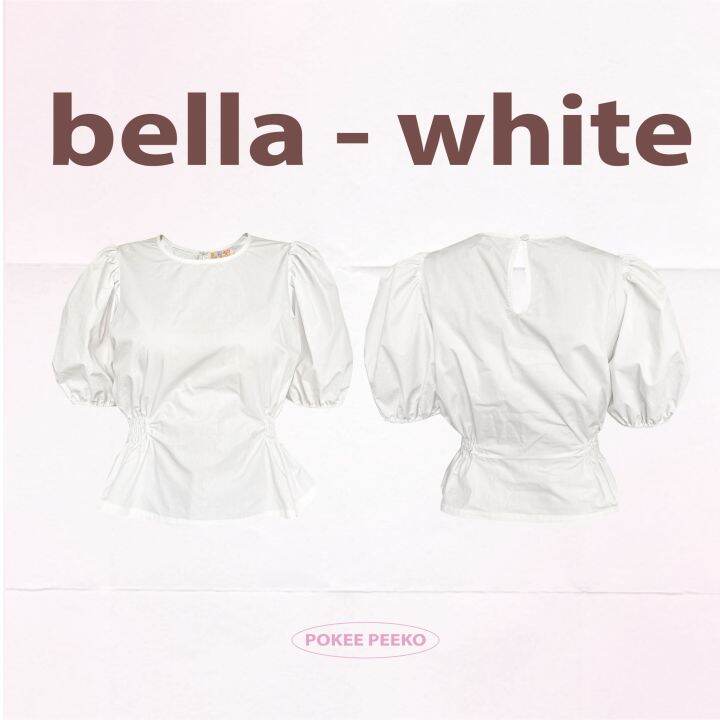 bella-top-เสื้อเบลาส์แขนตุ๊กตา-ดีเทลจั้มพ์เอว