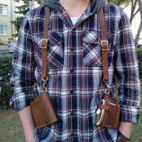 Steampunk หนัง Suspender Holster กระเป๋า Double Harness Pocket Burning Man กระเป๋าสตางค์ Chest Rig Utility เสื้อกั๊กสะโพก Flask กระเป๋าผู้ถือ