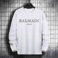 Original BALMAIN_PARIS ผู้ชายแขนยาว Crewneck เสื้อกันหนาวผ้าฝ้าย Hipster ยิมออกกำลังกายแขนยาว Heavyweight แขนยาว Casual หลวม Plus ขนาดเสื้อกันหนาว