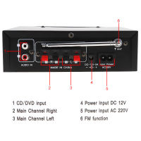 เครื่องขยายเสียงเครื่องเสียงสเตอริโอในรถยนต์บลูทูธ2CH AC220V AC110V DC12V FM DVD เครื่องเล่นดิจิตอลเครื่องเสียงในบ้าน