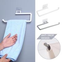 Kitchen Toilet Bathroom Paper Roll Holder Self-adhesive Under Cabinet Towel Hanger Rack U-shpae Hanging Holder Storage Shelf Bathroom Counter Storage