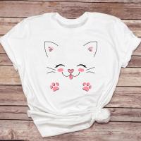 2023 NEWTop Trend Tee Cat สไตล์ใหม่น่ารัก2022ผู้หญิง Lady Casual แขนสั้นแฟชั่นฤดูร้อน Tshirt O-Neck Travel Graphic เสื้อยืด