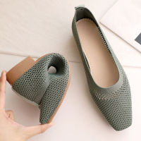 2023 Mesh Shallow Loafers Ladies Slip On Soft Bottom Boat Shoes Knit Fabric Ballet Flats Breathable Women Shoes Zapatos De Mujer