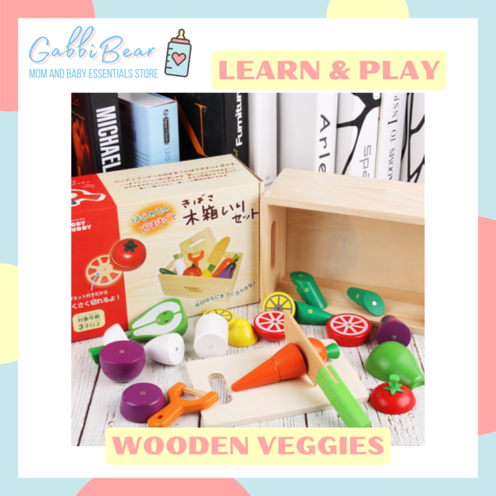 Learn and Play Wooden Toy Kitchen Play Vegetables and Fruits