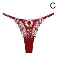 Thong Underwear Comfortable Waist Low Briefs Hollow Mesh Thong Seamless Underwear Woman Sexy Embroidery Flower New