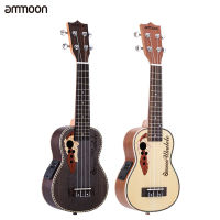 ammoon 21 Inch Ukulele Rosewood Wood Spruce 21" Acoustic Ukulele 15 Fret 4 Strings Stringed Musical Instrument with Built-in EQ