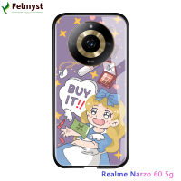 สำหรับ Realme 11 5G Realme Narzo 60 5G น่ารักเวลาการช้อปปิ้งที่มีความสุขสำหรับเด็กผู้หญิงกระจกเทมเปอร์เคสมันวาวหรูปลอกเคสประกบหลังแบบแข็ง