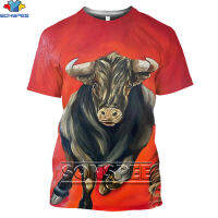 SONSPEE 3D การล่าสัตว์สัตว์ Bull พิมพ์เสื้อยืดสเปน Bullfighter แขนสั้น Casual Harajuku อะนิเมะแนวโน้มขนาดใหญ่เสื้อผู้ชาย