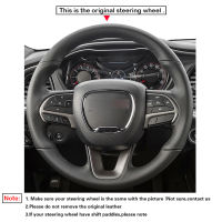 Black Suede Carbon Fiber Handsewing Car Steering Wheel Cover For Dodge Challenger 2015-2021 Charger 2015-2021 Durango 2015-2021