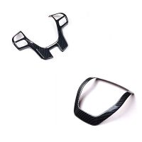 Carbon Fiber Steering Wheel Cover Trim Frame Decorator Sticker for Ford Ranger Everest Endeavour 2015 Car Accessories