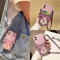 เคสสายคล้องแบบคาดตัวกระต่ายน่ารักการ์ตูนตัวตลกสำหรับ iPhone 15 14 13 12 Mini 11 Pro Max X XR XS 6S 7 8 Plus SE 2020ฝาครอบสายบัตรผู้หญิง