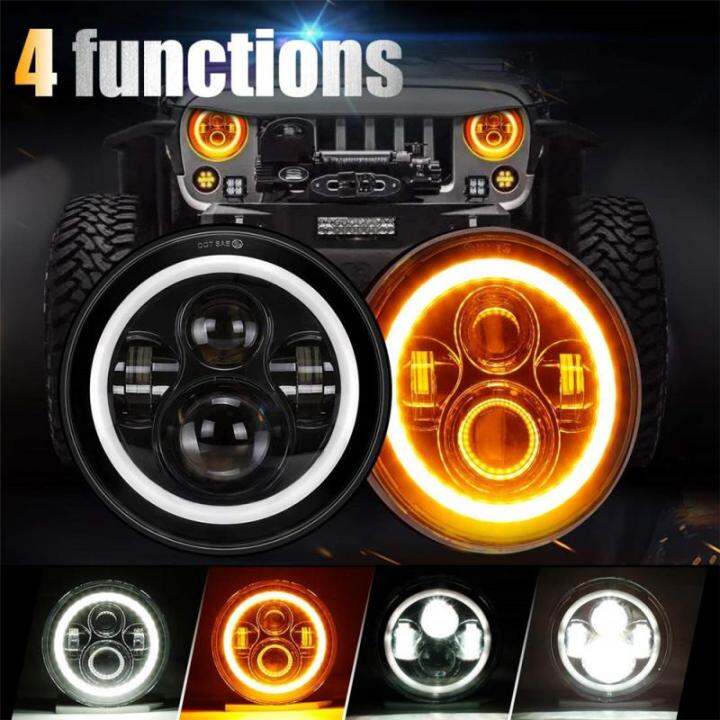 1pcs-150w-ไฟหน้า7นิ้ว-led-ไฟหน้า-drl-hi-lo-beam-angel-eyes-สำหรับ-davidson-honda-yamaha-jeep-wrangler-รถจักรยานยนต์