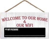 Welcome To Our บ้าน &amp; รหัสผ่าน WiFi กระดานดำของขวัญป้ายแขวนอินเทอร์เน็ตลงชื่อเรา-G ตกแต่งผนัง