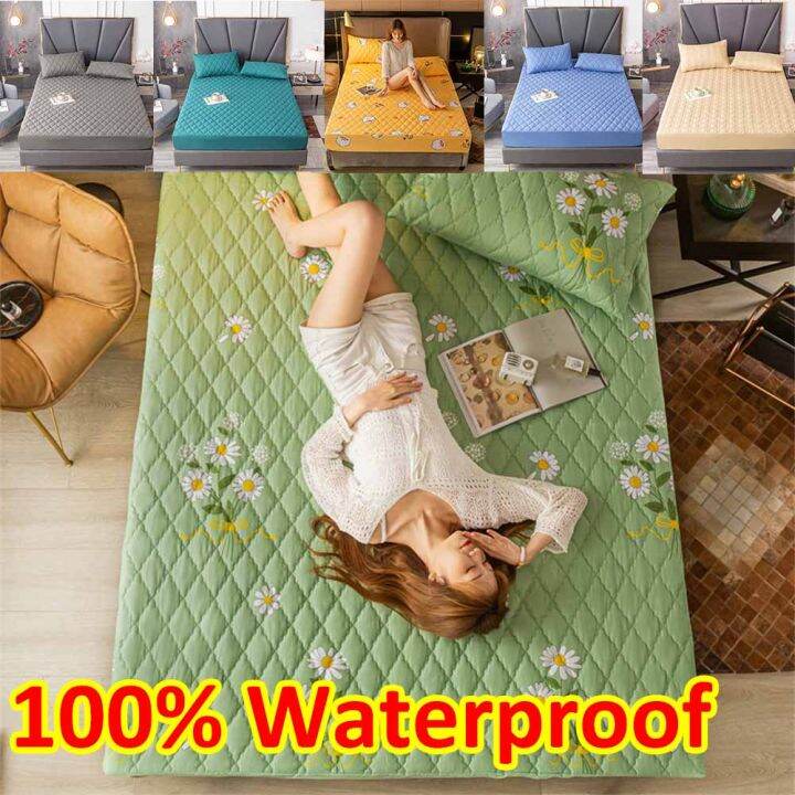 Sheleep 100% Waterproof Quilted Cotton Mattress Cover Mattress Pad ...