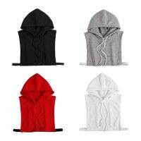 【Fashion house]ผู้หญิง Hoodie ปกปลอมกับหมวกสีทึบ Drawstring Dickey ครึ่งเสื้อยืด M6CD