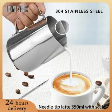 High Borosilicate Glass Milk Frothing Pitcher with Measurement, 20oz/600ml Hammer Heat Resistant Glass Milk Coffee Cappuccino Latte Art Steaming