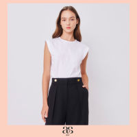 [asv ss23] Lucie Bloom Top เสื้อผู้หญิง คอกลม แขนกุด ปักโลโก้ลายดอกไม้ asv