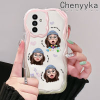 Chenyyka เคสปลอกสำหรับ Samsung กาแลคซี A13 A13 5G A14 A04s ลายอิโมติคอนเด็กผู้หญิงสีสันสดใสขอบเนื้อครีมเคสนิ่มเคสโทรศัพท์โปร่งใสกันกระแทกเคสใสซิลิโคน